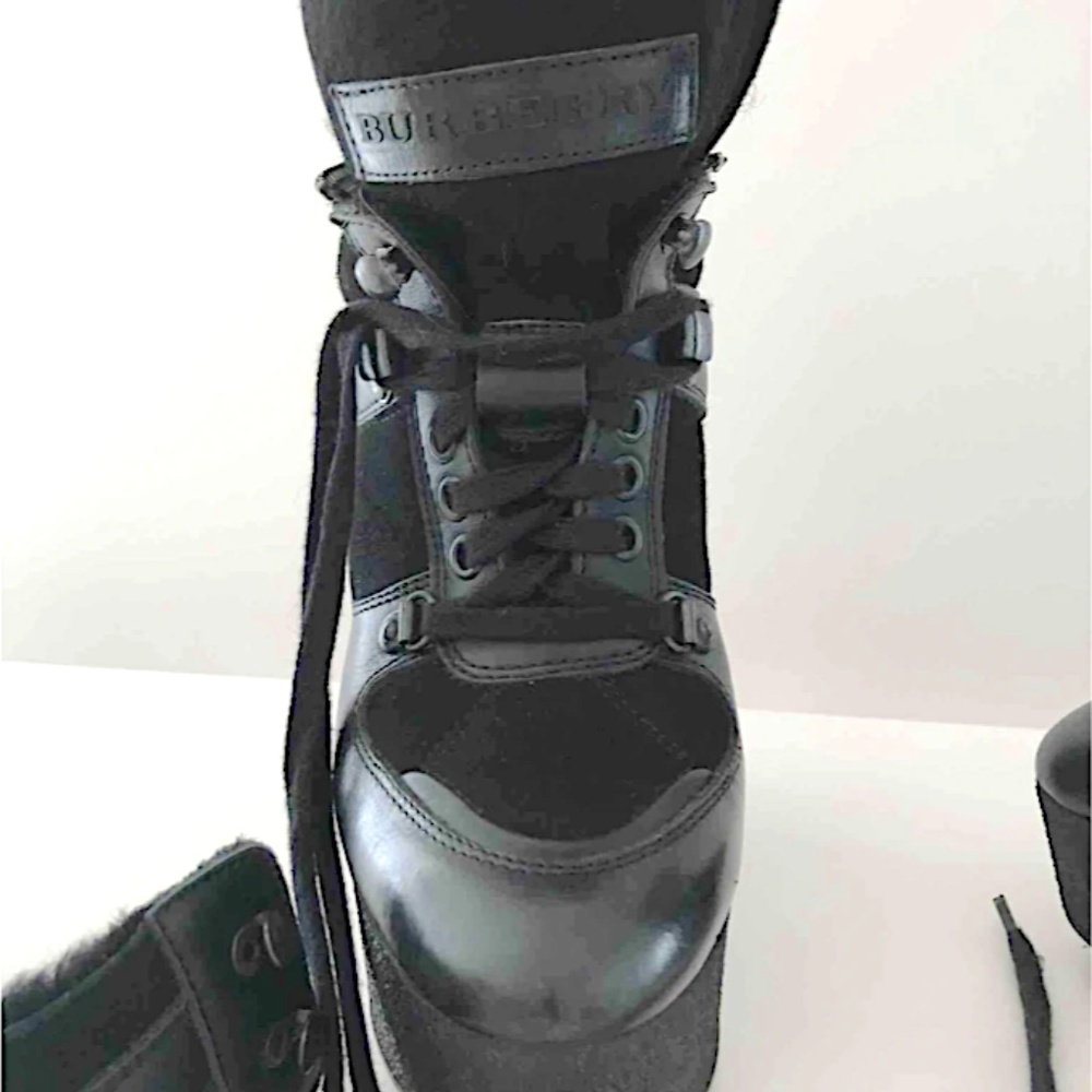 Burberry Shearling Fur Leather Suede Ankle Booties - Picture 4 of 7